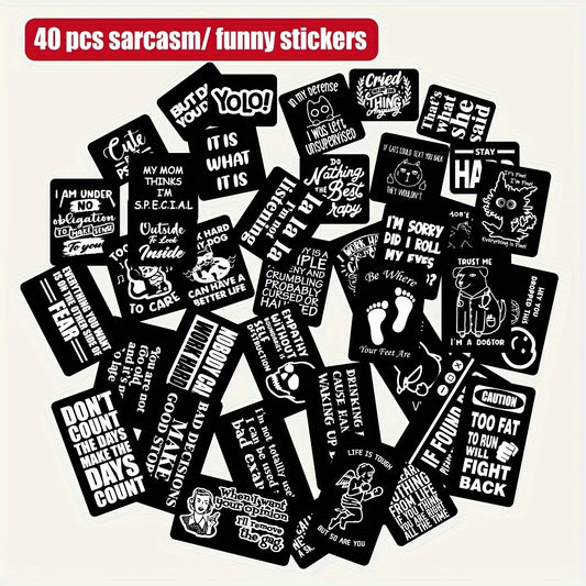 40 Funny Matte Stickers Waterproof Decals with Quotes for Laptops Water Bottles