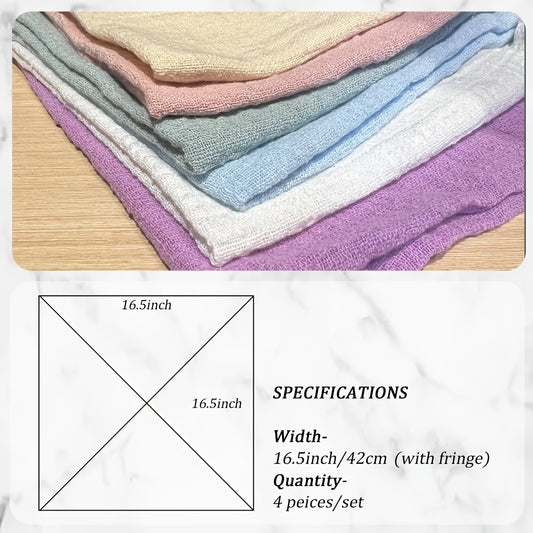 4pcs Cotton Napkins with Fringe for Dinners Parties Wedding