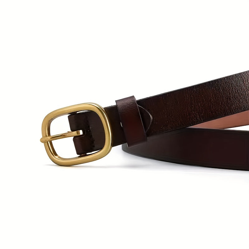  Leather Belt Copper Buckle Solid Belt Unisex Jeans Pants Belt