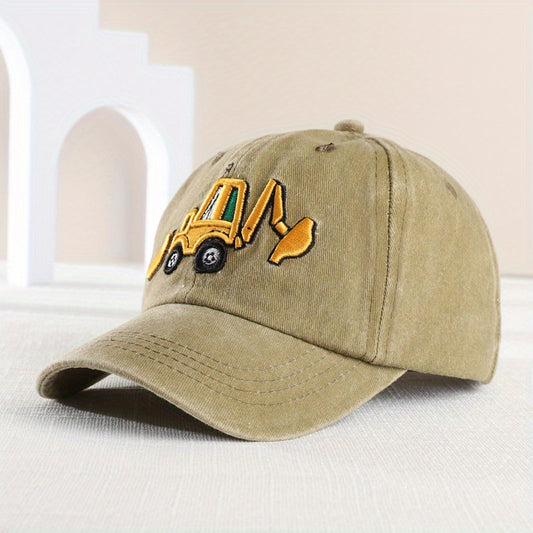 Boys Retro Excavator Baseball Cap Adjustable Sun Hat