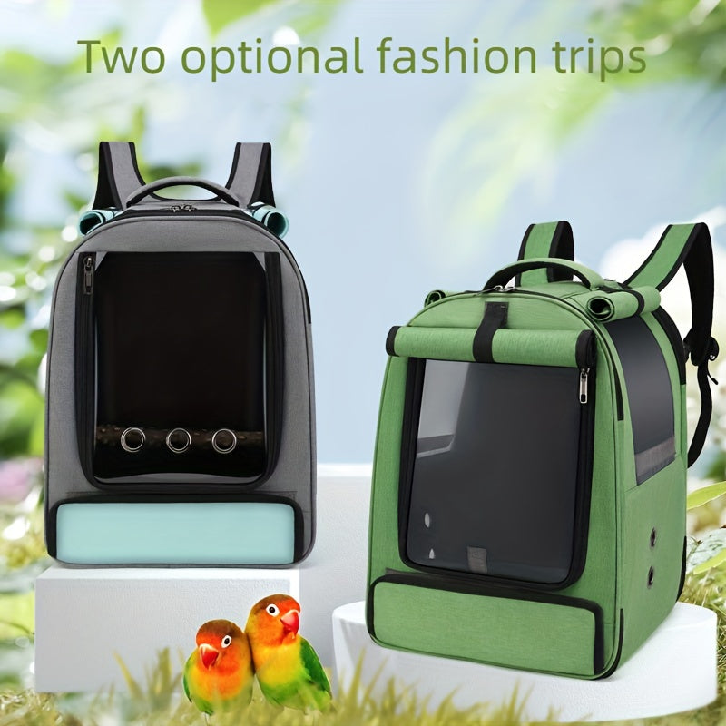 Double Shoulder Parrot Cage Breathable Bird Bag Stainless Steel Food Cup
