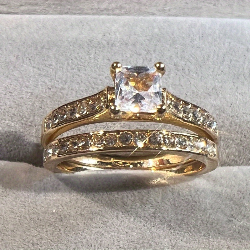 Zircon Engagement Rings Set Women Wedding Mens Ring