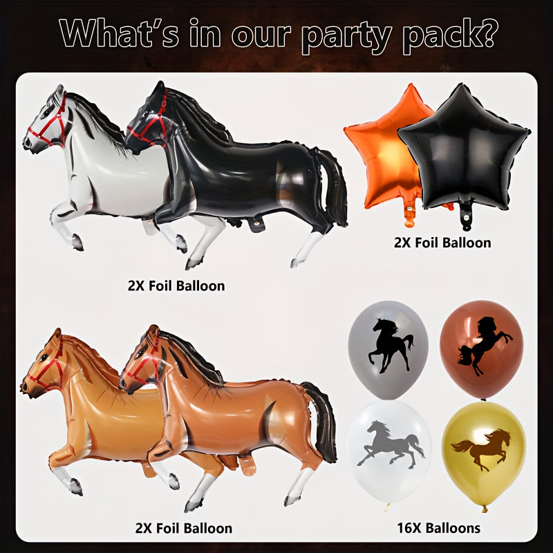 22pc Horse Balloon Arch Cowboy Party Decorations Set