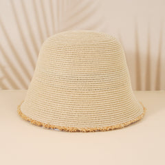 Vintage Straw Bucket Hat Sun Visor for Women