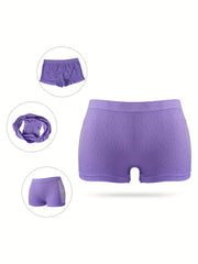 4pcs Floral Textured Boyshort Panties Soft & Comfortable Women's Lingerie