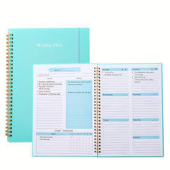 Undated Weekly Goals Notebook Spiral Binding Planner PP Cover 17.78 X 25