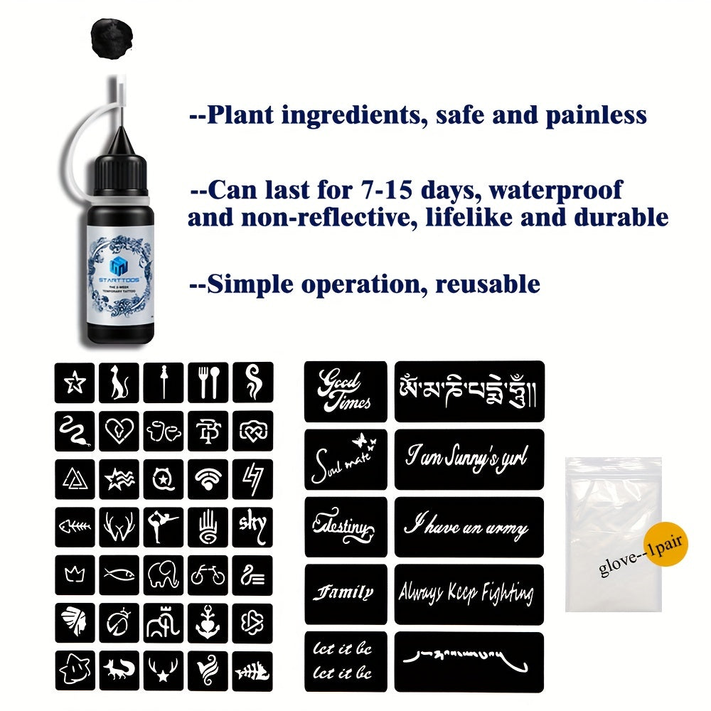 Hollow Tattoo Stencil & Dye Paste - Personality Flower Pattern