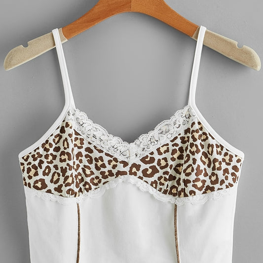 Leopard Print Crop Tank Top Y2K Sleeveless Tank Top For Summer