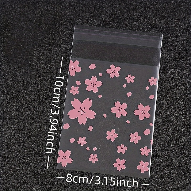 100pcs Frosted Flower Pattern Baking Bag Self adhesive Sealed Pocket