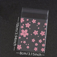 100pcs Frosted Flower Pattern Baking Bag Self adhesive Sealed Pocket