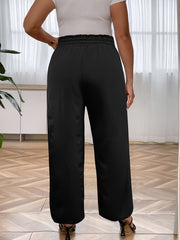  Casual Pants Women's Plus Solid High Rise Loose Fit Trousers