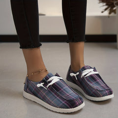 Women's Plaid Canvas Shoes Casual Low Top Sneakers