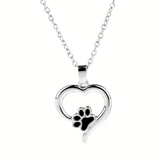 Dog Paw Print Necklace Heart Pet Memorial Gift