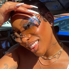 Y2K Rhinestone Wrap Sunglasses Gradient Lens UV400