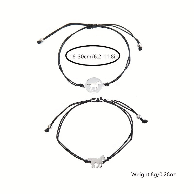 Horse Shape Braided Bracelet Set Hand Jewelry For Mother's Gift