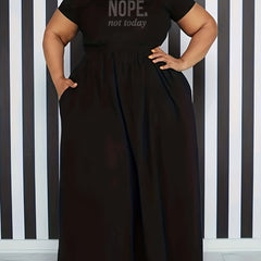  Rhinestone Slogan Print Maxi Tee Dress