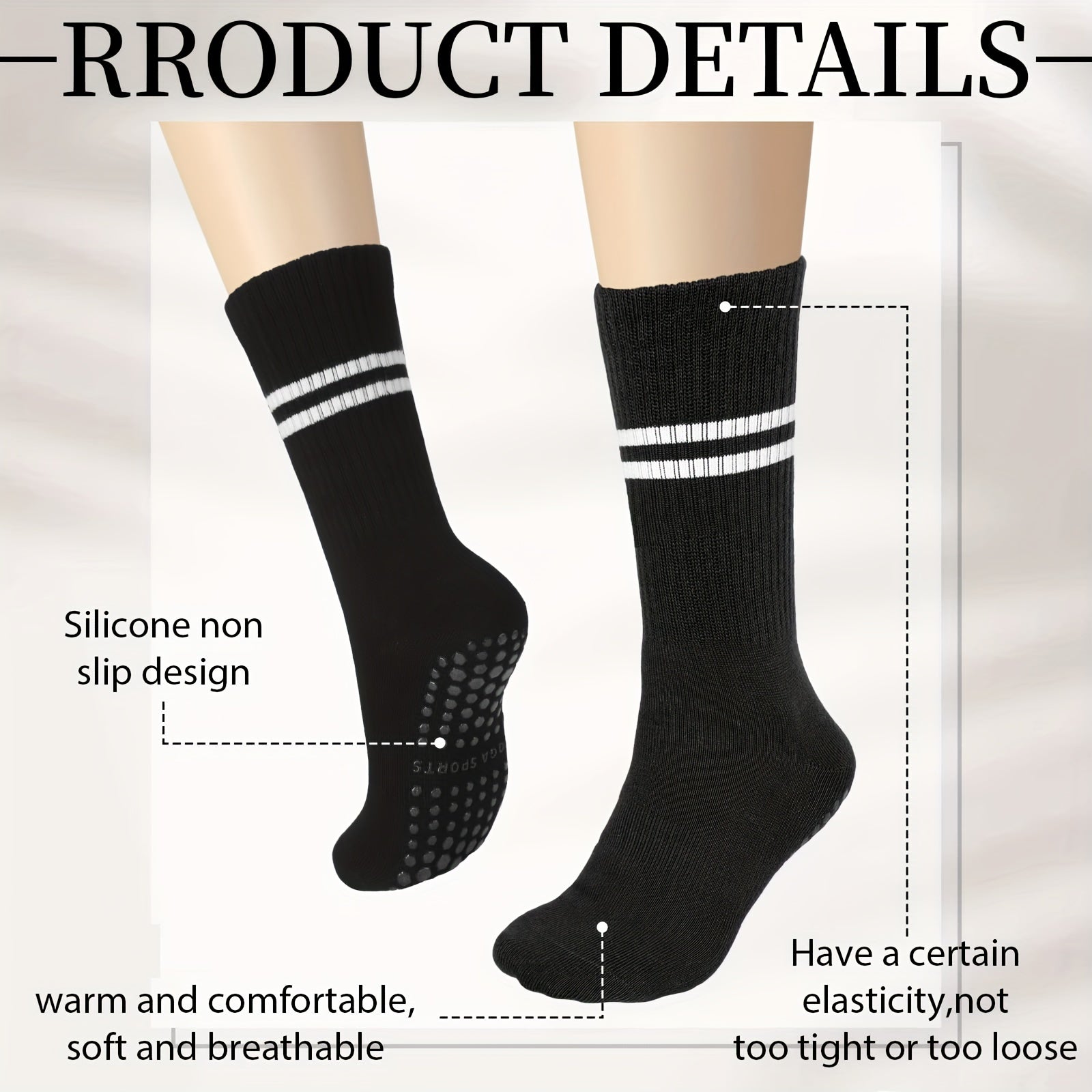 Striped Pilates Socks Non-slip Yoga Socks With Grips