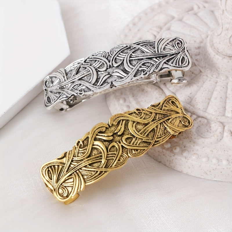 Vintage Viking Pattern Hair Clip French Barrette Ponytail Holder