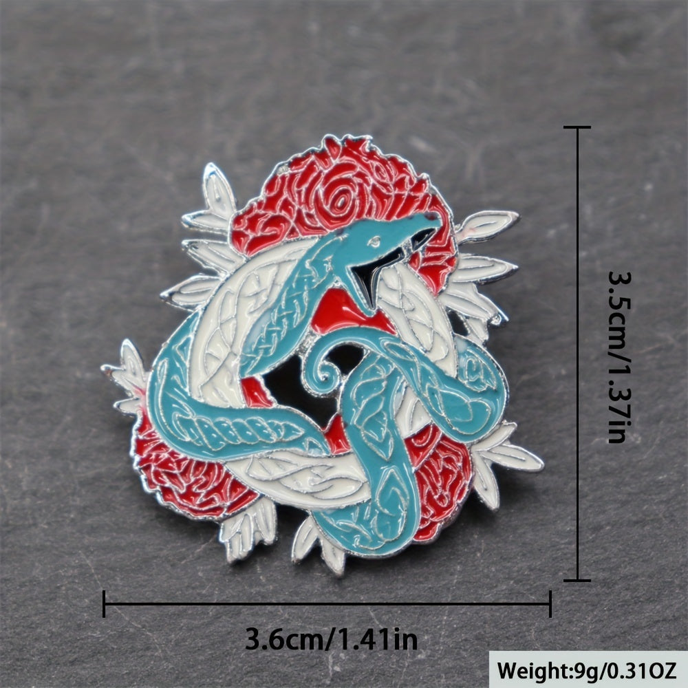 Anime Flower Snake Shape Enamel Pin for Men