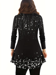  Glitter Christmas Tree & Star Print Tunic Top & Leggings Set