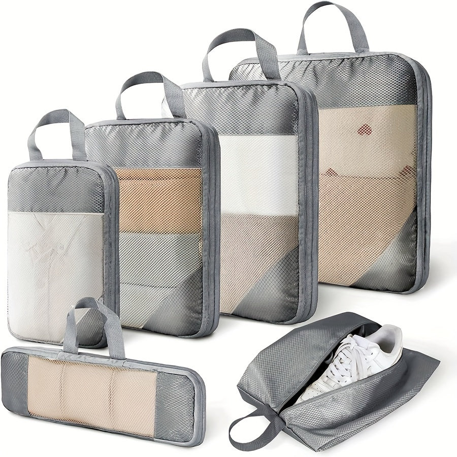 Mesh Travel Luggage Organizer Set - Durable Packing Cubes with Zipper Closure