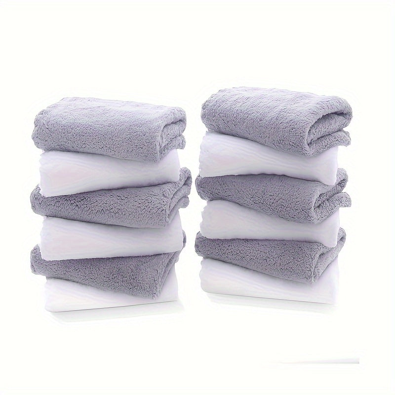12pcs Washcloths Set Quick Drying Soft Microfiber Coral Velvet Highly Absorbent