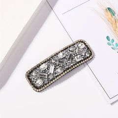 Rhinestone Snap Clip Rectangle Glitter Hair Clip for Women Girls Hair Bang