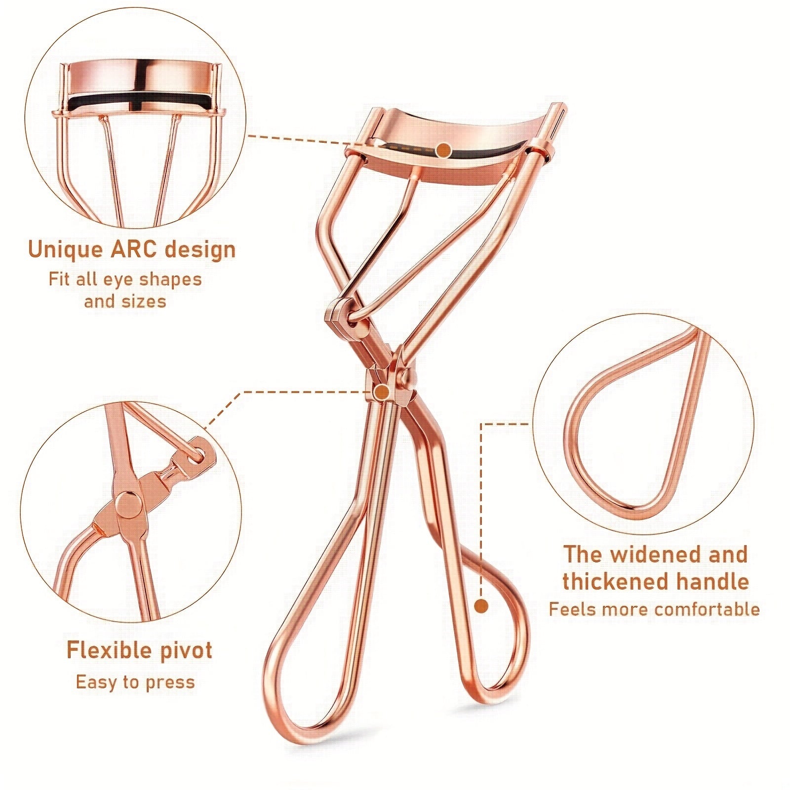 Eyelash Curler and Eyebrow Brush Kit with Silicone Refills Pads