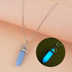Glowing Friendship Pendant Necklace Hexagonal Column Personality Neck Jewelry