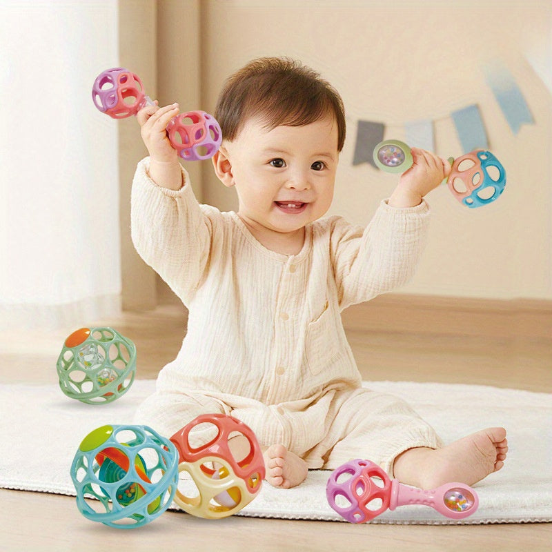 Newborn Baby Hand Rattle with Colorful Beads Gripping Exercise