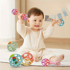 Newborn Baby Hand Rattle with Colorful Beads Gripping Exercise
