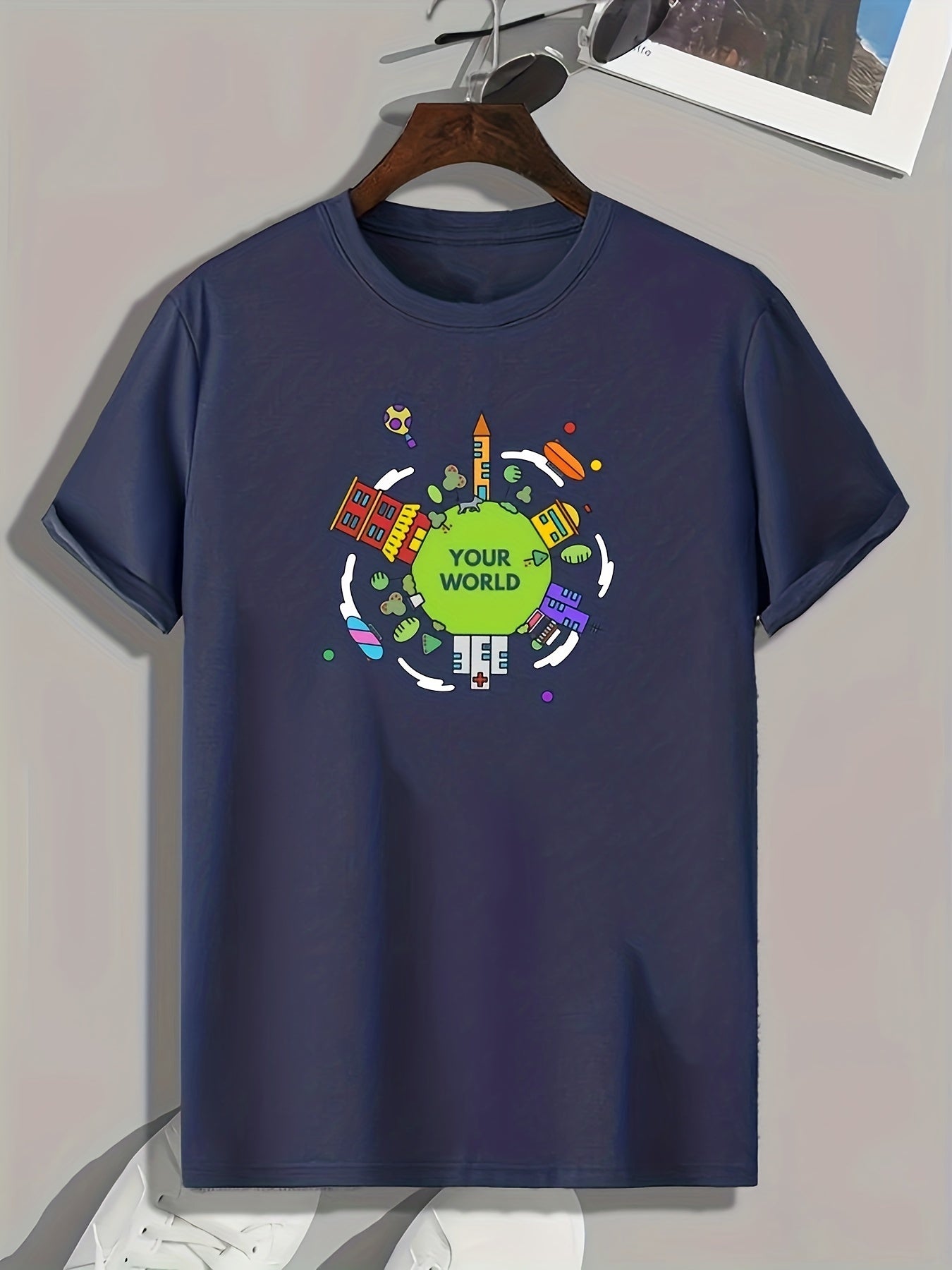 ''YOUR WORLD'' Print Men's Graphic T shirt Casual Comfy Tees For Summer