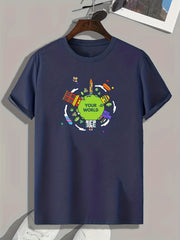 ''YOUR WORLD'' Print Men's Graphic T shirt Casual Comfy Tees For Summer