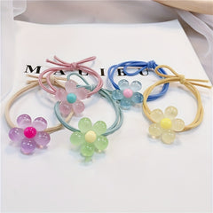 5 Pcs Fluorescent Flower Head Rope Luminous Hair Tie Hair Ring for Girls Women