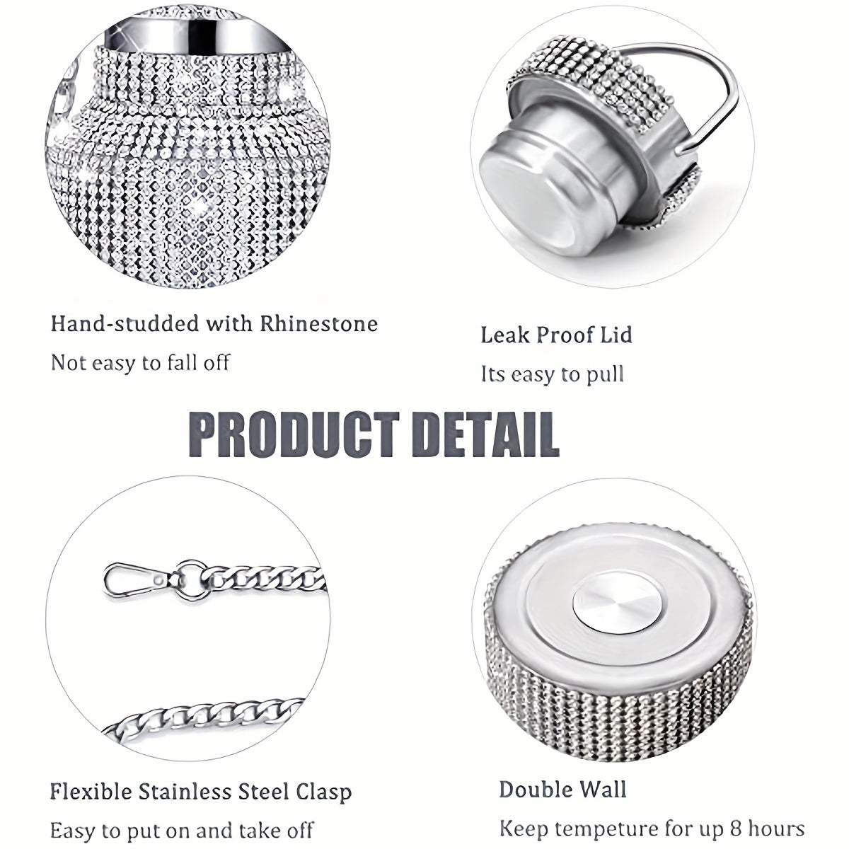 500ml Bling Stainless Steel Insulated Water Bottle 18oz Vacuum Flask