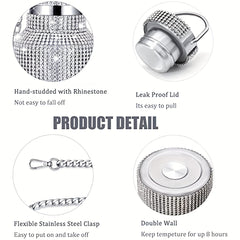 500ml Bling Stainless Steel Insulated Water Bottle 18oz Vacuum Flask