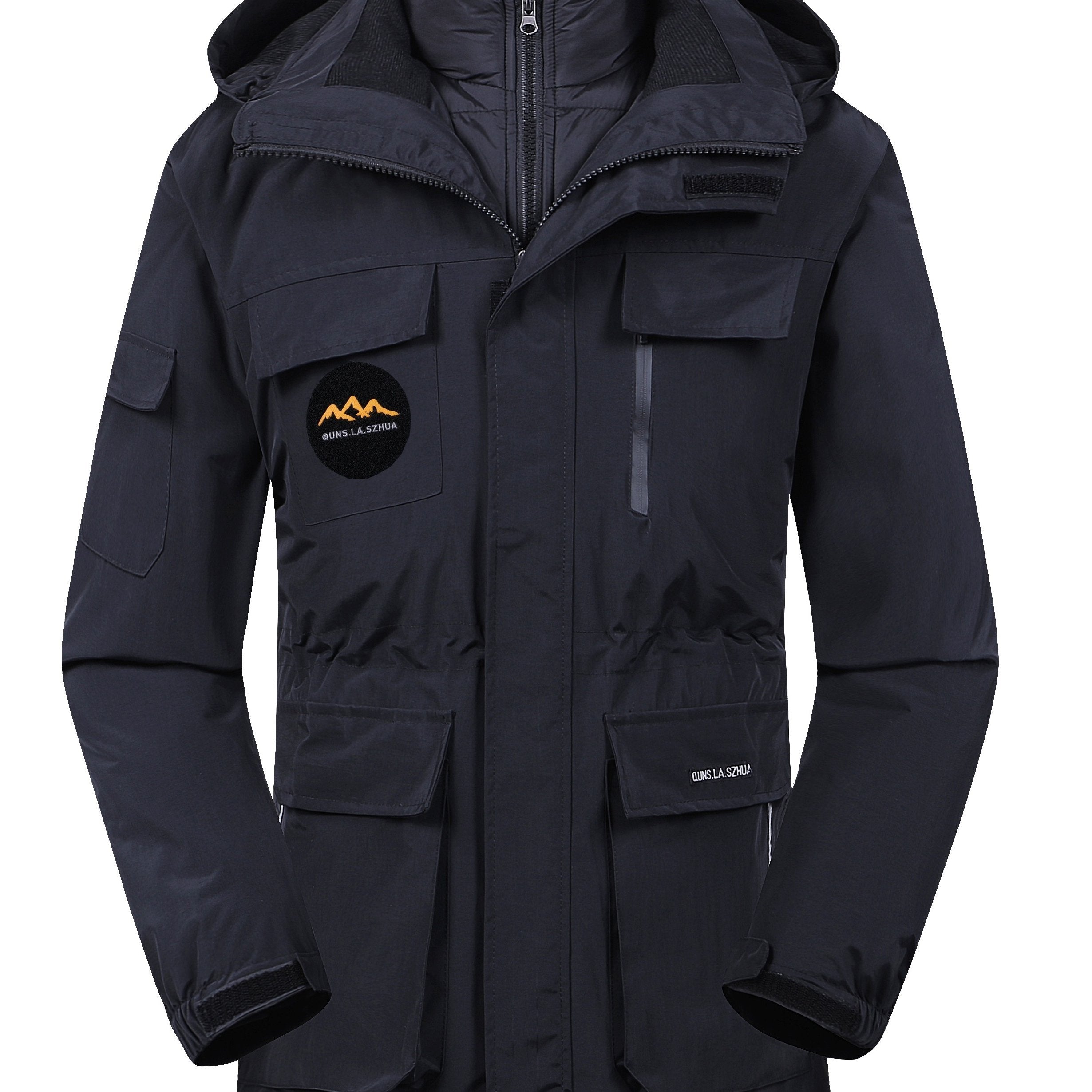 Waterproof Plus Size Hooded Ski Jacket with Detachable Down Liner