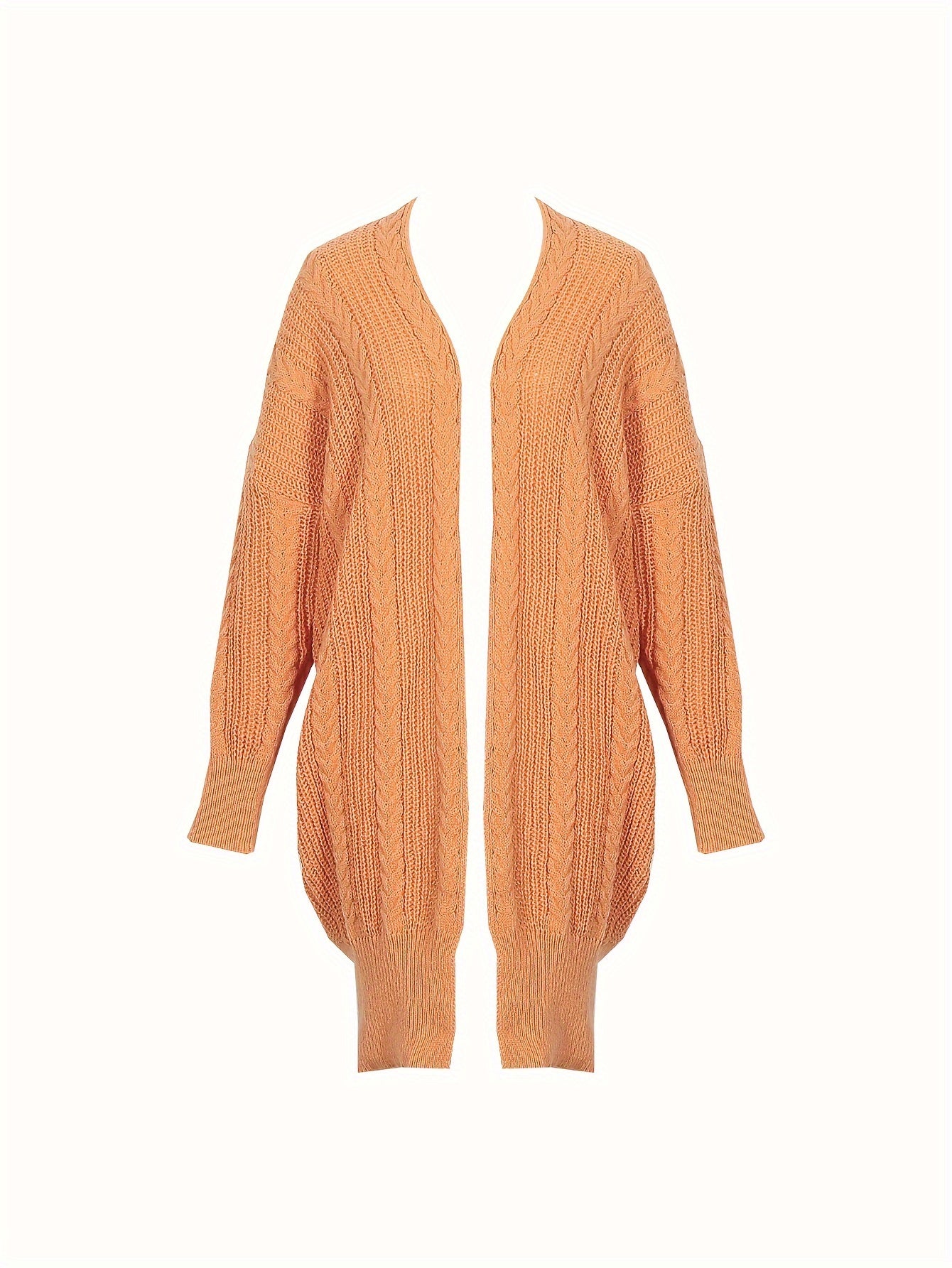  Cable Sleeve Open Front Cardigan