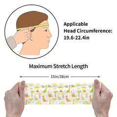 Cartoon Dinosaur Sports Headband Sweat Wicking Stretchy Breathable Polyester