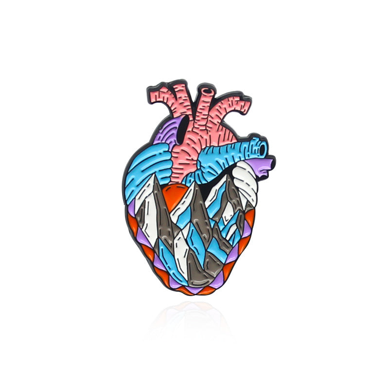 Ice Mountain Heart Men's Brooch