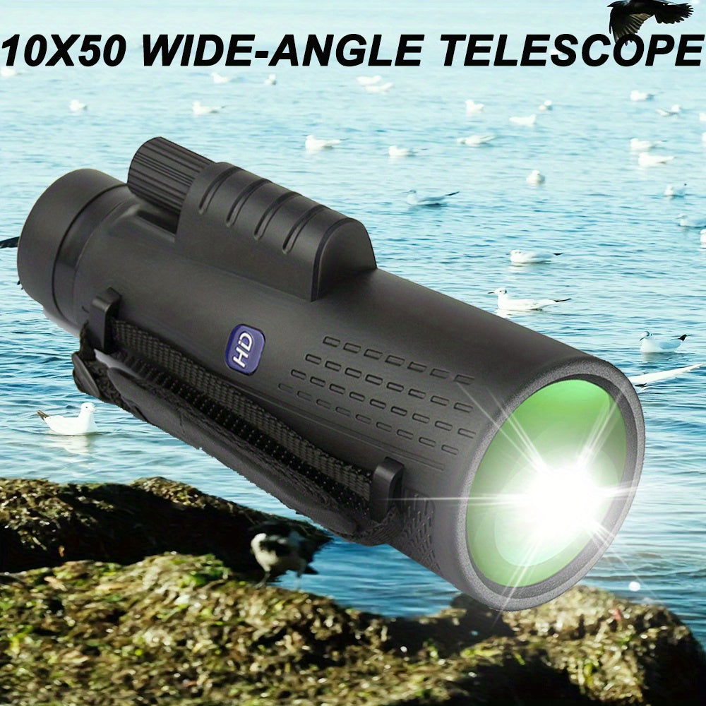 10X50 Wide Angle Monocular Telescope - HD Optics, Lightweight, Ergonomic Grip