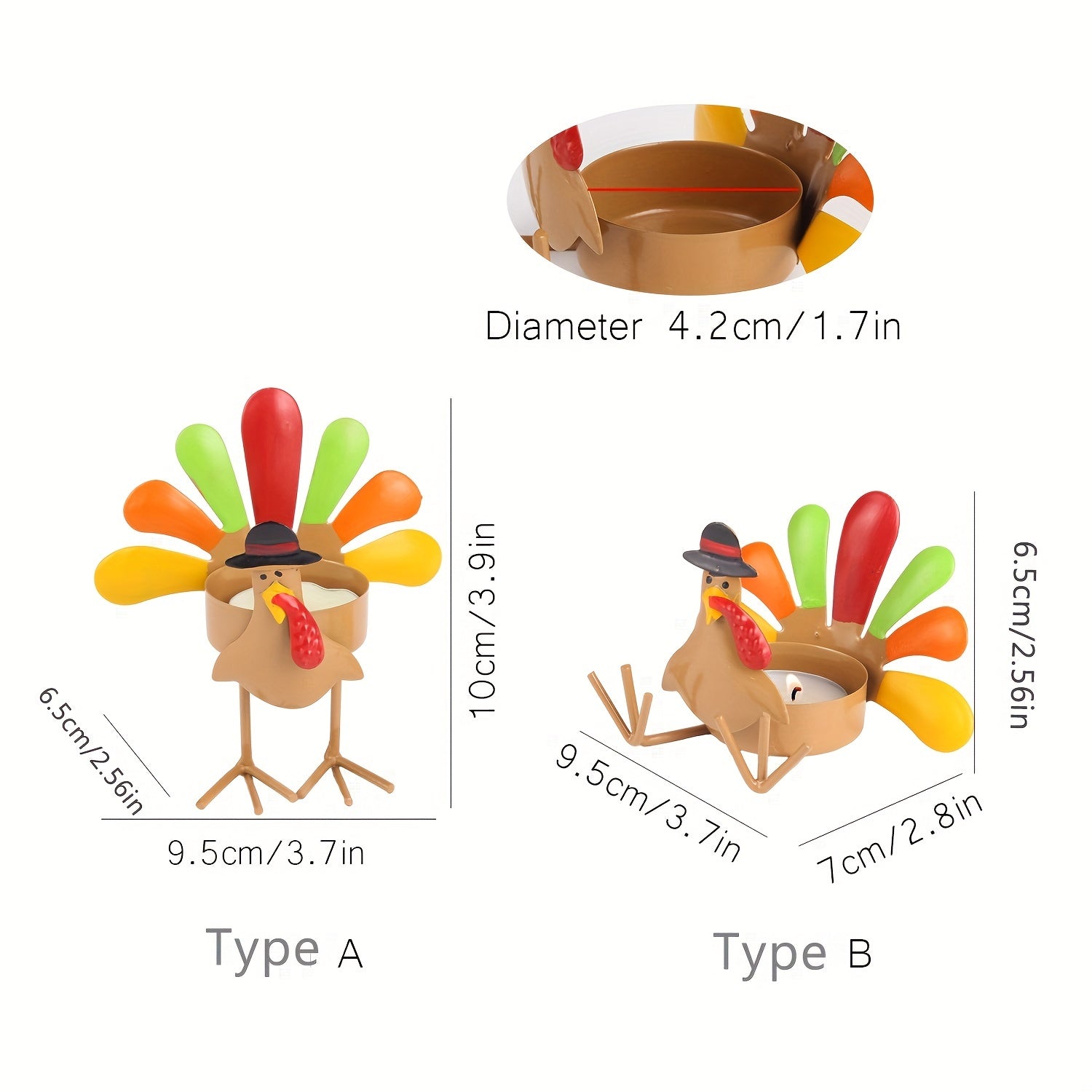 Turkey Candle Holder Metal Decoration for Outdoor Camping
