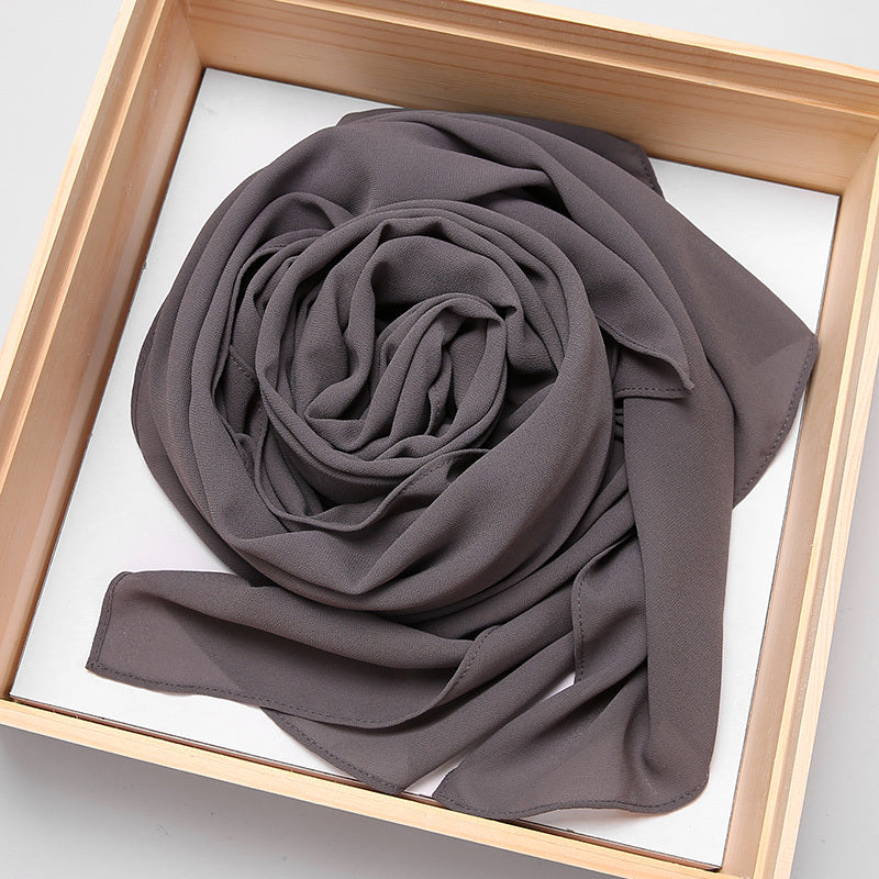 Solid Chiffon Hijab Scarf Women's Long Shawl Lightweight Hair Wrap