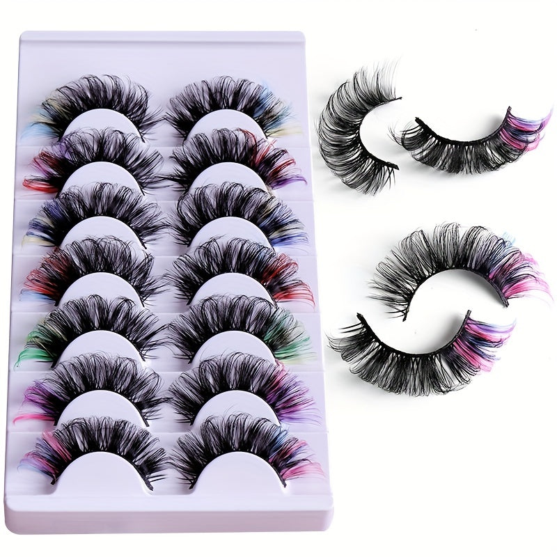 7 Pairs DIY False Eyelashes 6D Curly Soft Bushy Colored Perfect Fitting