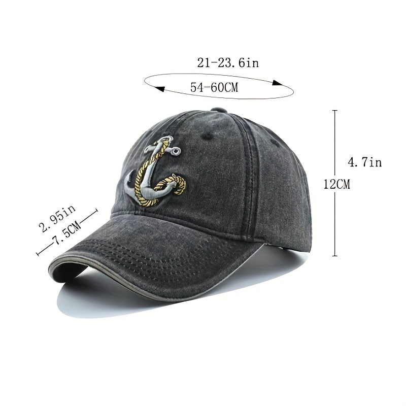Men's Metal Snapback Trucker Cap Anchor Embroidery