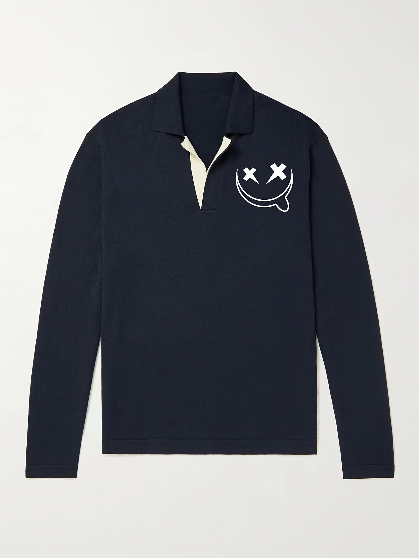 Men's Knit Polo Shirt Casual V Neck Pullover Sweater