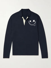 Men's Knit Polo Shirt Casual V Neck Pullover Sweater