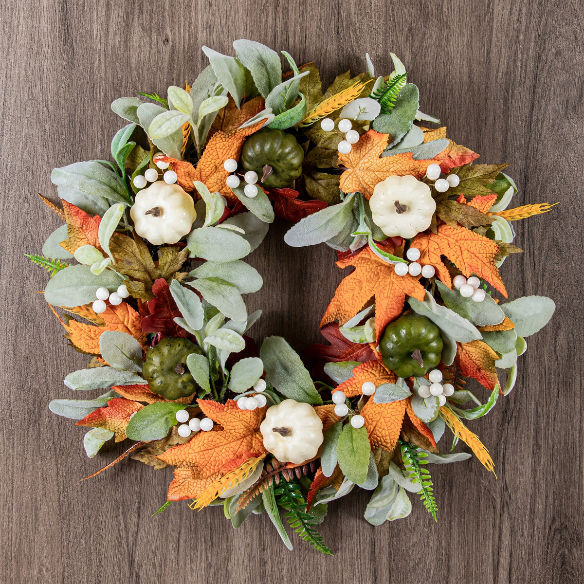 Fall Wreath for Front Door Pumpkin Halloween Thanksgiving Decoration