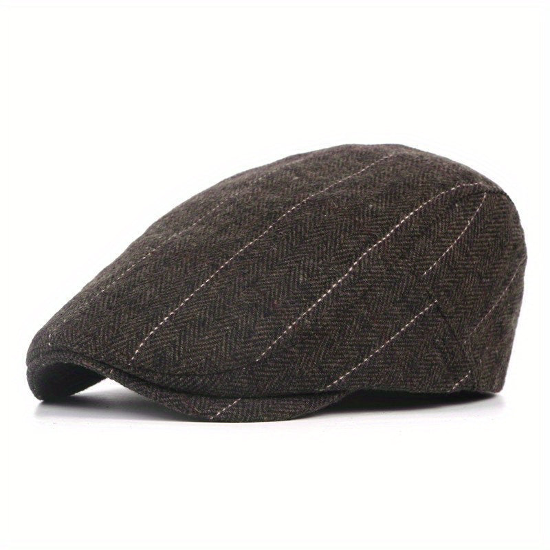 Men's Duckbill Cap Plaid Woolen Beret