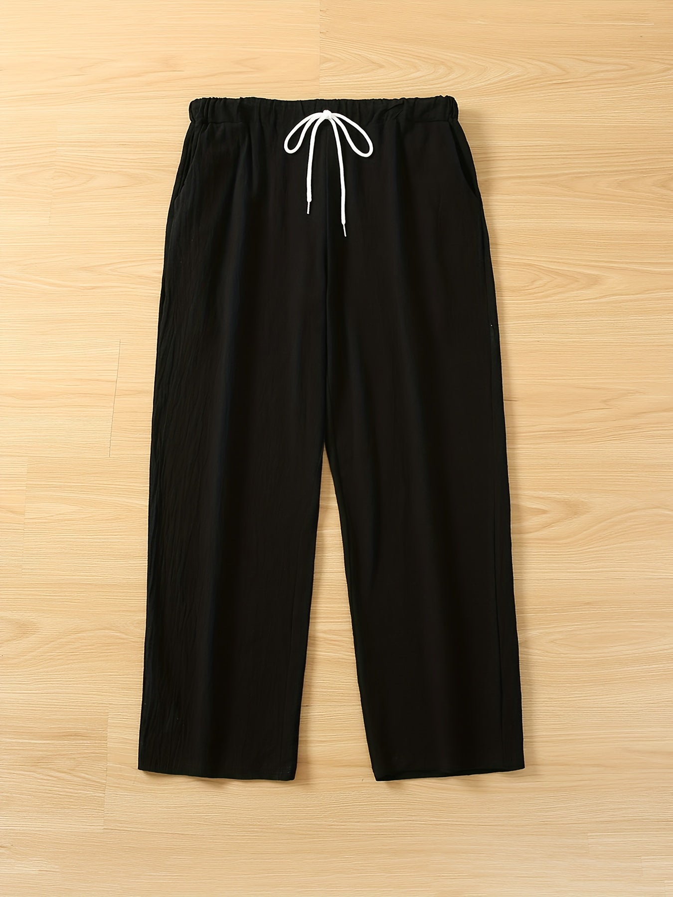  Casual Pants Women's Plus Solid Elastic Drawstring High Rise